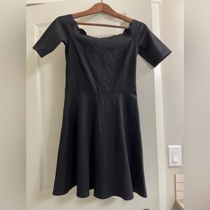 Short Black Dress with scalloped neck line- size small. New with tags